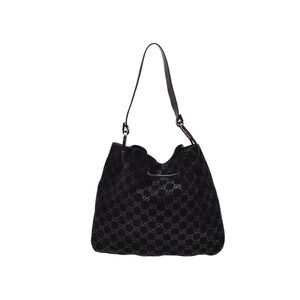 Gucci GG black suede drawstring bucket shoulder bag